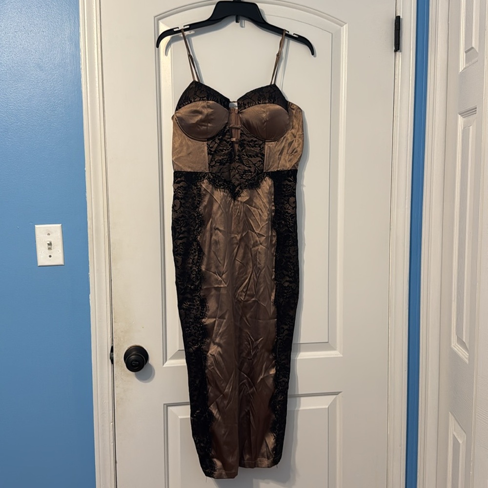 Black and Brown Lace Dress